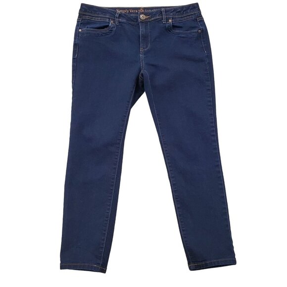 Simply Vera Vera Wang Skinny Ankle Jeans Size 6 Mid Rise Dark Wash Stretch - Picture 1 of 11